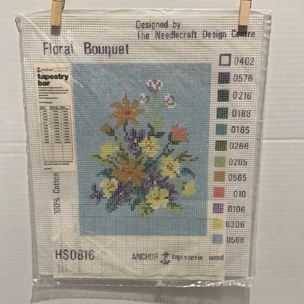 Anchor Floral Bouquet Needlecraft Design Cotton Canvas HS0816